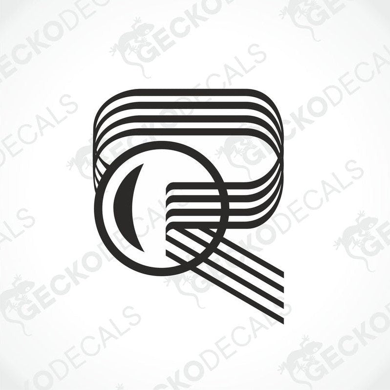 A black and white die cut decal with a geometric design, branded by GECKODECALS.
