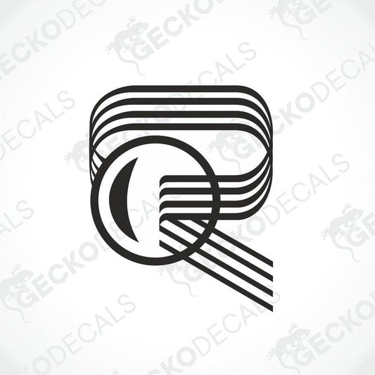 A black and white die cut decal with a geometric design, branded by GECKODECALS.