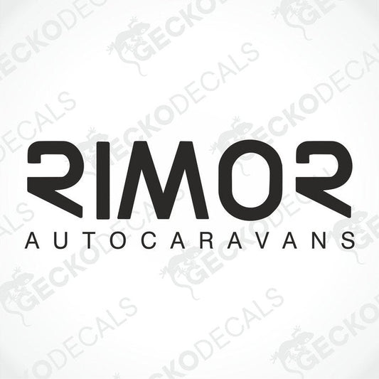 A black die cut decal with the Rimor Autocaravans logo.