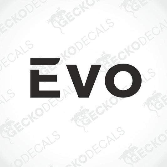RIMOR EVO black die-cut decal with bold modern sans-serif typography for caravan exterior or interior