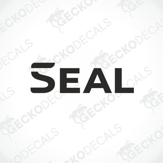 Black RIMOR SEAL die-cut decal with stylized flipper S on white background