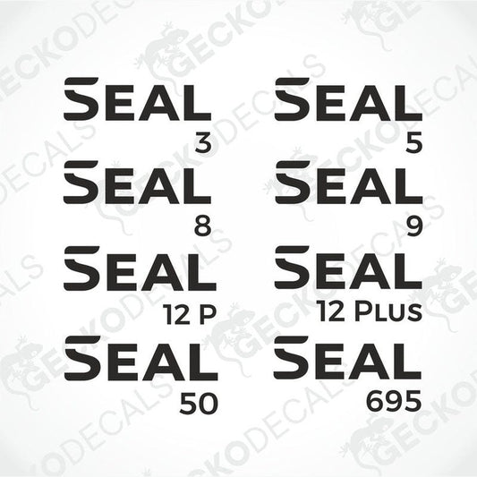 Rimor Seal die-cut caravan decal variety pack in black with model numbers