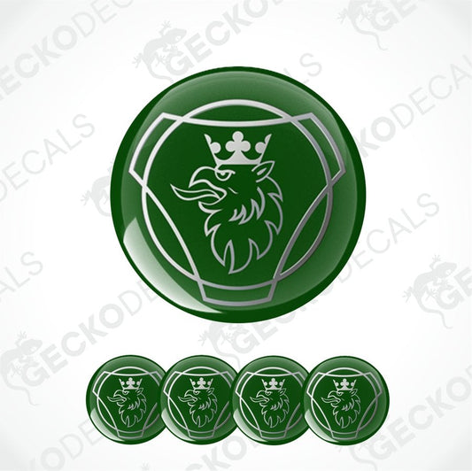 Green round decal with a lion emblem and crown on a white background