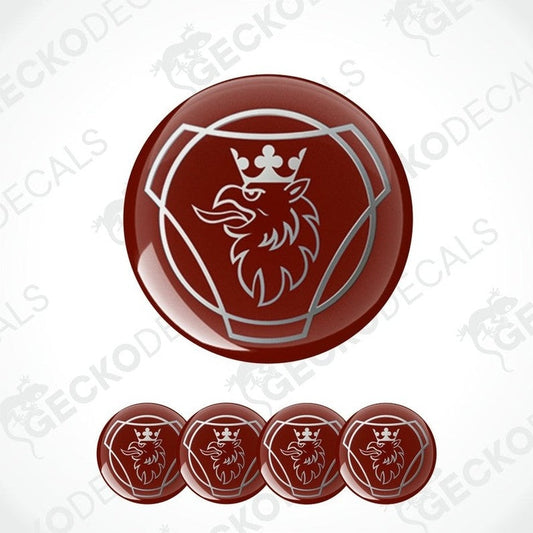 Round decal with a lion emblem on a white background