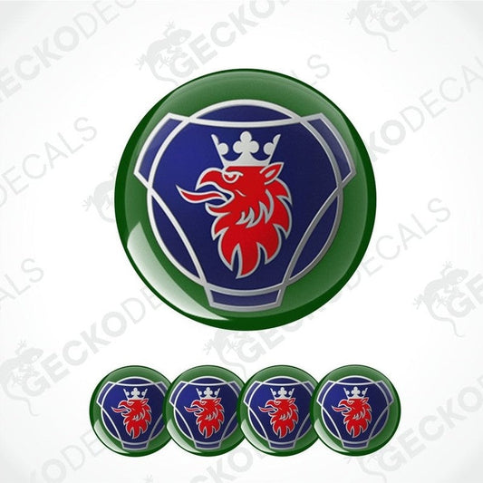 Set of car emblems with a red lion design on a white background