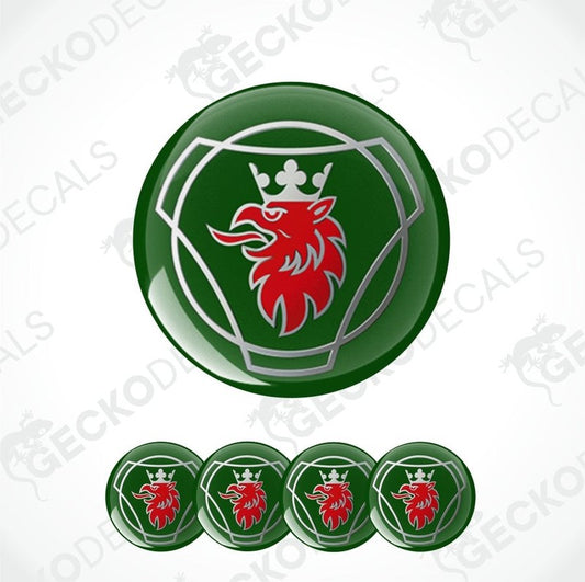 Green and red emblem with a red lion design on a white background