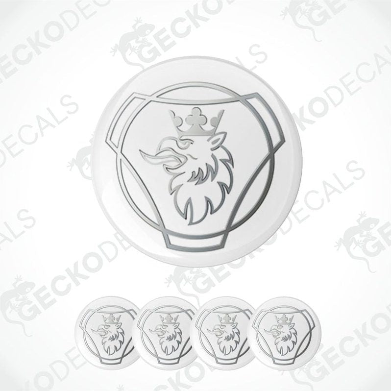 Set of metallic wolf logo decal stickers on a white background with 'Gecko Decals' branding.