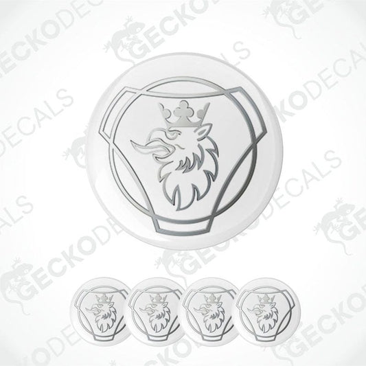 Set of metallic wolf logo decal stickers on a white background with 'Gecko Decals' branding.