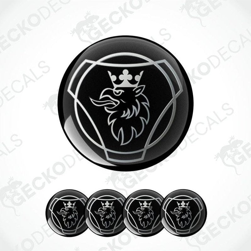 Set of black and silver lion emblem stickers with a crown on a white background.