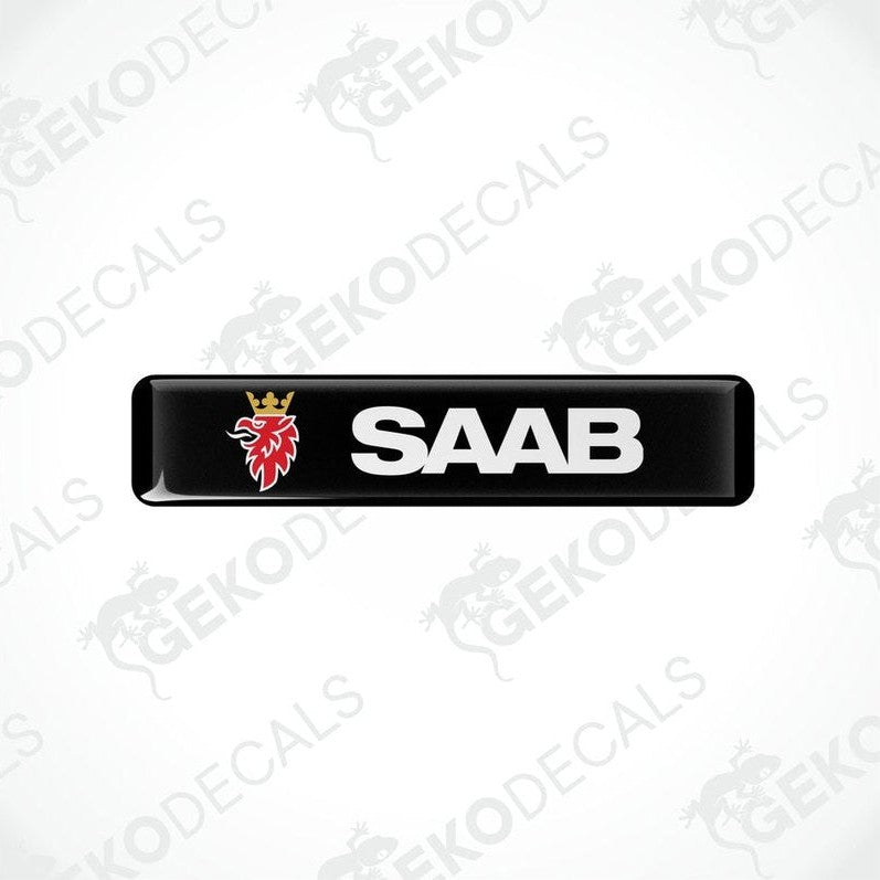 Black vinyl decals with polyurethane coating featuring the SAAB logo in withe lettering.