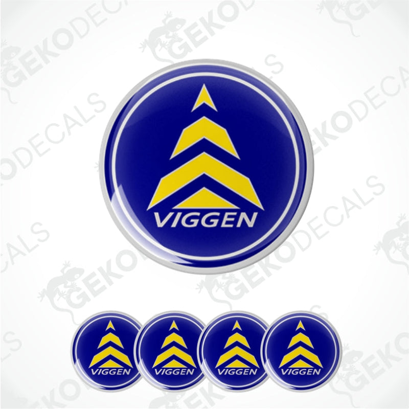A set of yellow and blue car decals featuring a crown design on a blue background, displayed on a white background.