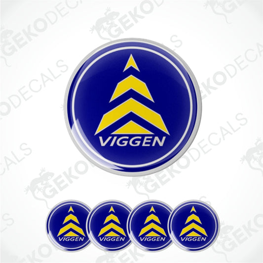 A set of yellow and blue car decals featuring a crown design on a blue background, displayed on a white background.