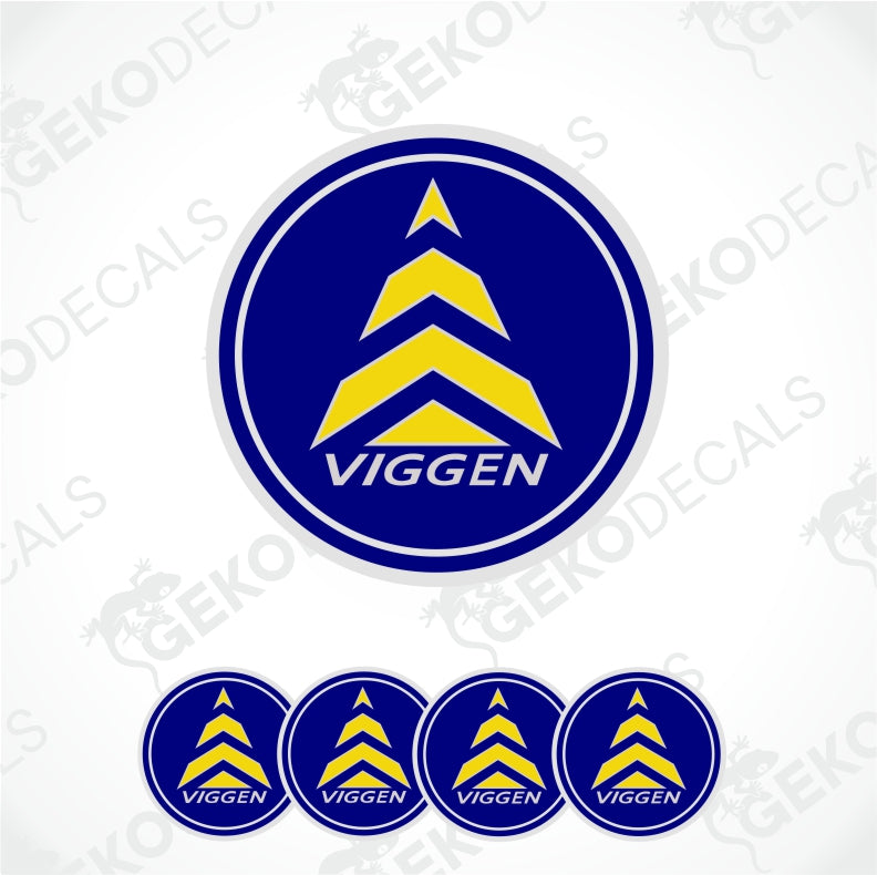 A set of yellow and blue car decals featuring a crown design on a blue background, displayed on a white background.