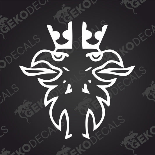 A white and gray die cut sticker of a Scania truck decal.