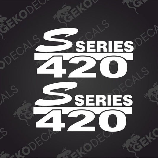 Two white decals with the text 'S SERIES 420' on a black background, typically used for vehicle customization.