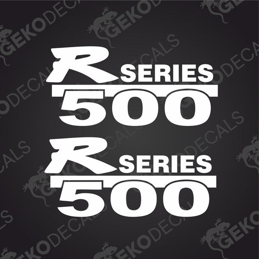 Two black decals with the text 'R 500' and a small icon.