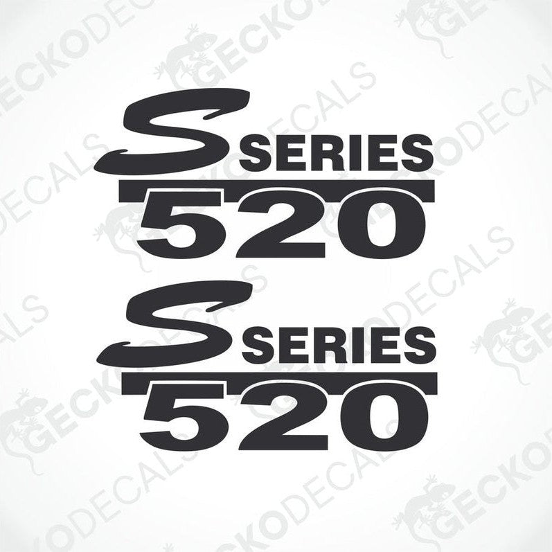 A set of two black decals with the text 'S 520' and a horse graphic, indicating a vehicle decal for the Scania 520 series.