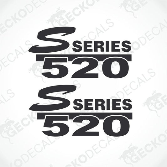 A set of two black decals with the text 'S 520' and a horse graphic, indicating a vehicle decal for the Scania 520 series.