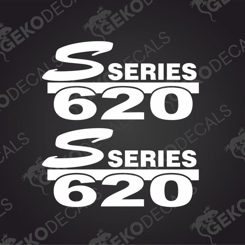 Two white decals with the text '620 S SERIES' in black. They are displayed against a black background with the GeckoDecals logo.