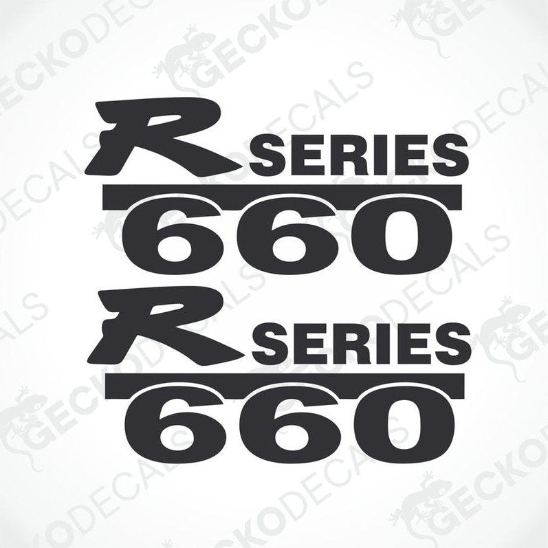 Four black decals with the text 'R660 R SERIES' displayed on a white background.