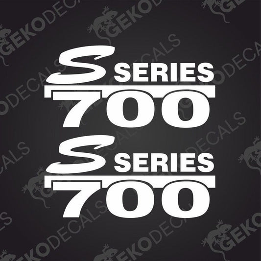 Two white decals with the text 'S SERIES 700' on a black background, typically used for vehicle customization.