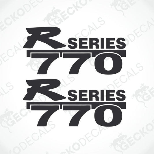 Two black decals with the text 'R SERIES 770' on a white background.
