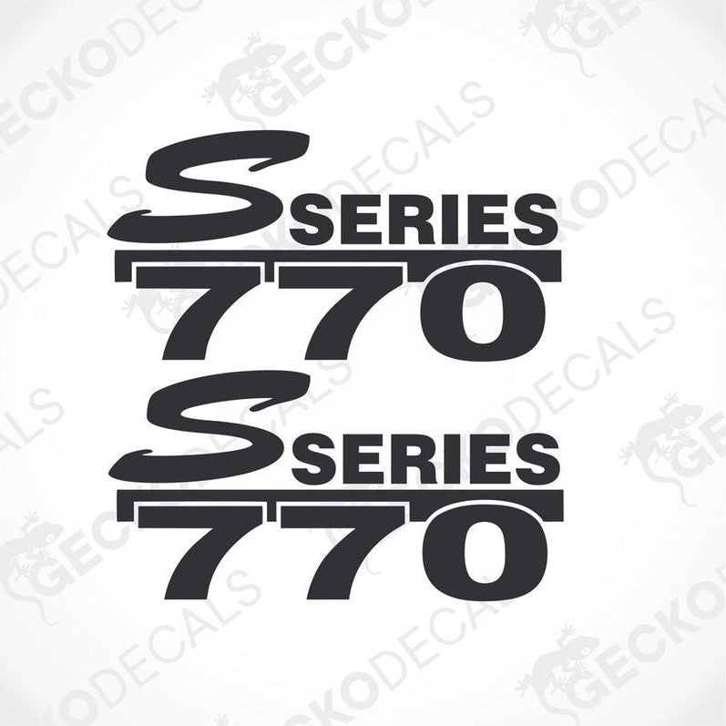 Two black and white vehicle decals reading 'S SERIES 770' on a white background.