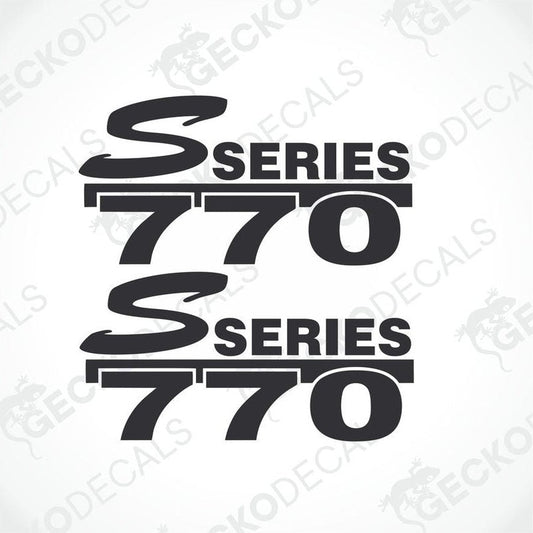 Two black and white vehicle decals reading 'S SERIES 770' on a white background.