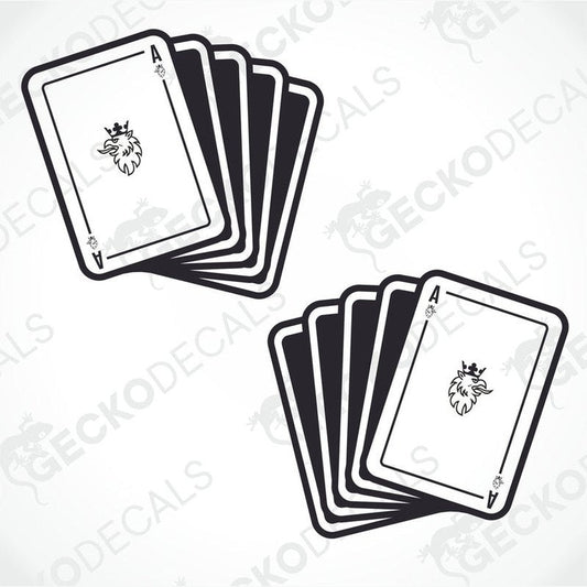 Two sets of decal stickers depicting playing cards with the ace of spades face design, intended for use on vehicles.