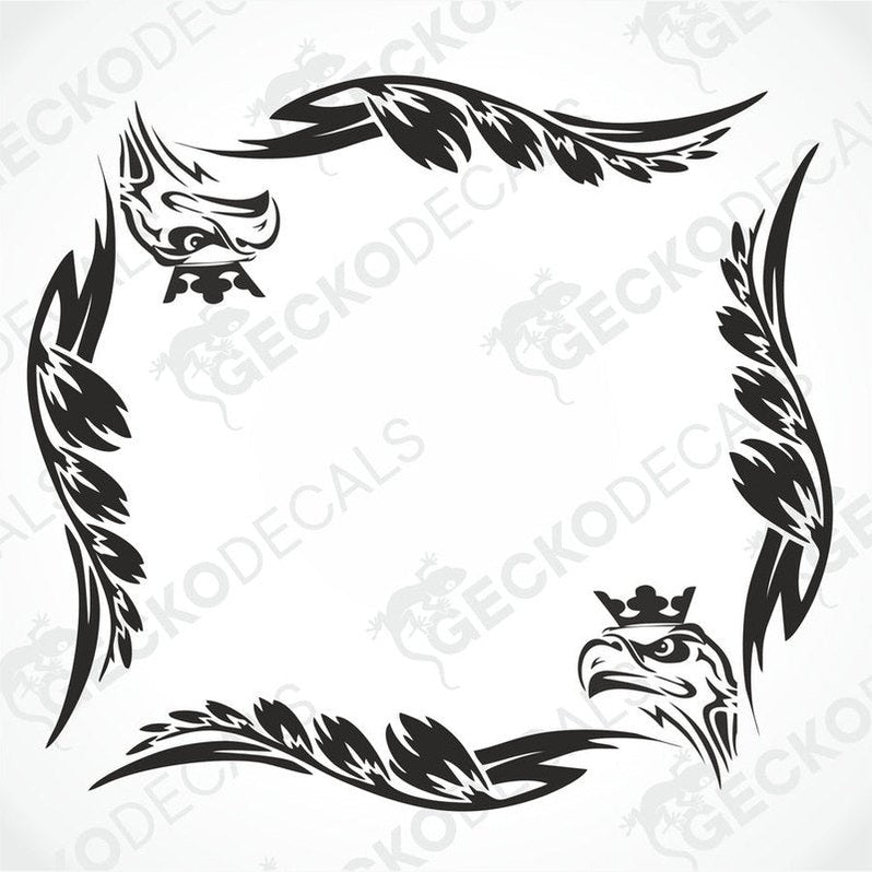 A set of two black and white side window decals featuring a griffin design, intended for use on a Scania truck.