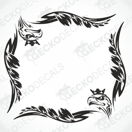 A set of two black and white side window decals featuring a griffin design, intended for use on a Scania truck.