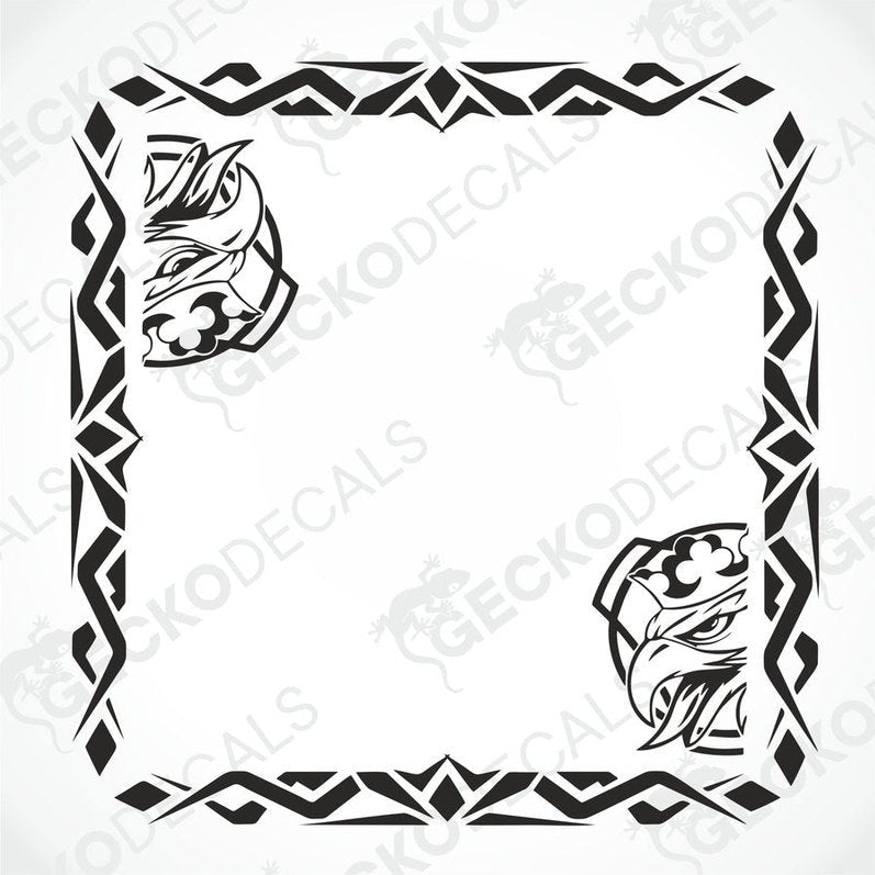 A die cut decal with a griffin design intended for use on a vehicle's side window, shown in black on a white background.