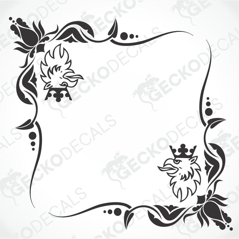 A set of two black and white decals for truck windows, featuring a stylized animal design.