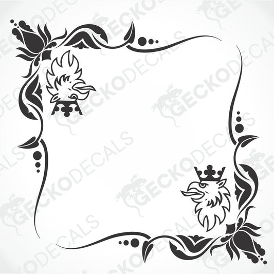 A set of two black and white decals for truck windows, featuring a stylized animal design.
