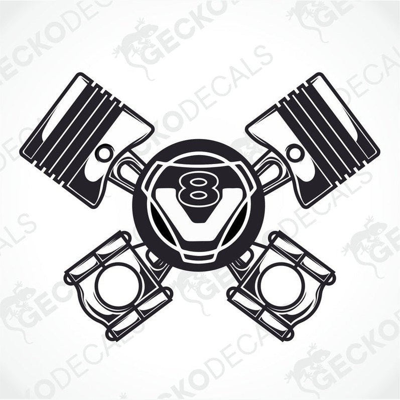 A set of black and white line art decals for a Scania V8 truck, including designs for the front, side, and rear of the vehicle.