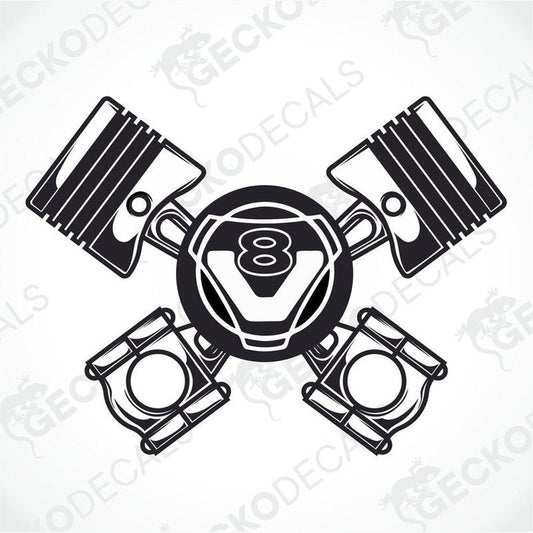A set of black and white line art decals for a Scania V8 truck, including designs for the front, side, and rear of the vehicle.
