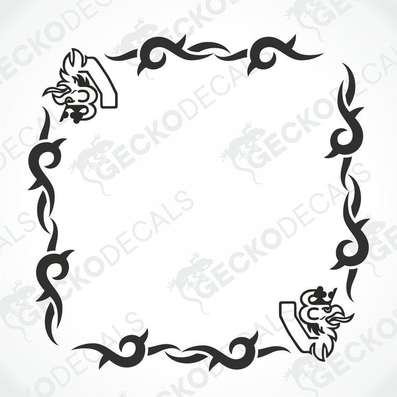 A black and white tribal pattern side window decal for a Scania V8 truck.