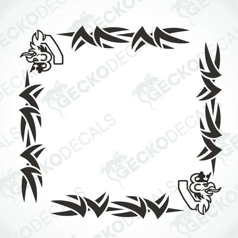 A set of two black and white tribal side window decals for a Scania V8 truck, designed for application on the vehicle's side windows.