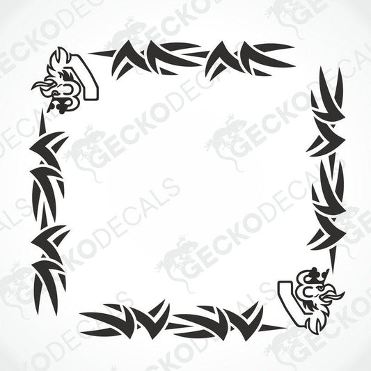 A set of two black and white tribal side window decals for a Scania V8 truck, designed for application on the vehicle's side windows.