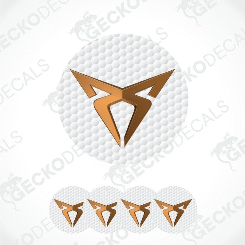 Set of gold geometric decals on a white background with 'Gecko Decals' branding.