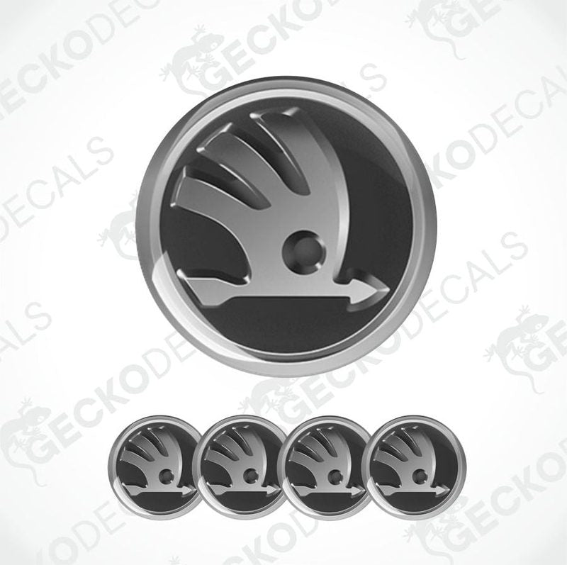 Skoda logo decal set on a white background with 'Gecko Decals' branding.