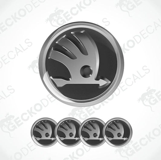 Skoda logo decal set on a white background with 'Gecko Decals' branding.