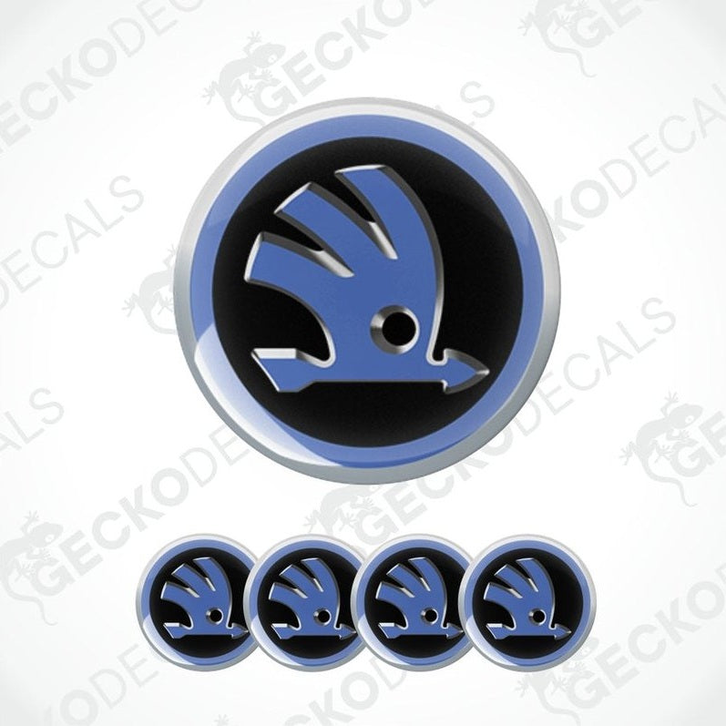 Skoda logo decal set on a white background with 'Gecko Decals' branding.