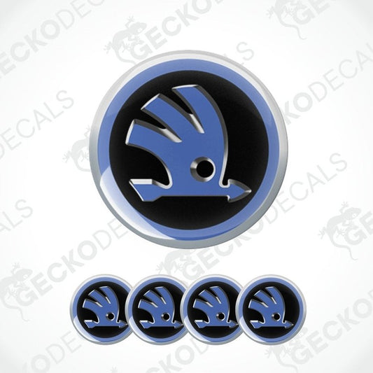 Skoda logo decal set on a white background with 'Gecko Decals' branding.