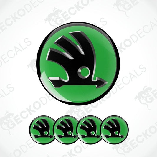 Green and black logo with four smaller versions below on a white background.