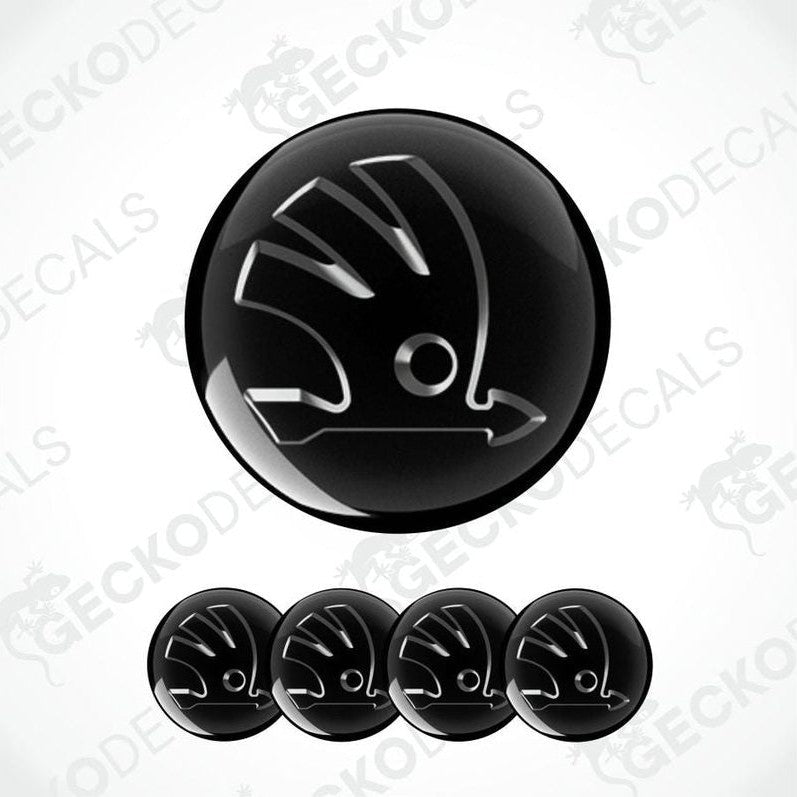 Black car logo decal with a white background
