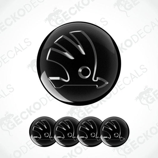 Black car logo decal with a white background