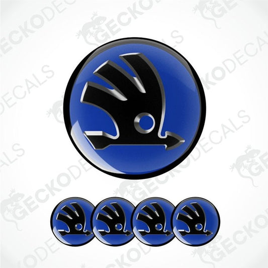 Blue and black logo with four smaller versions below on a white background with 'Gecko Decals' watermark.