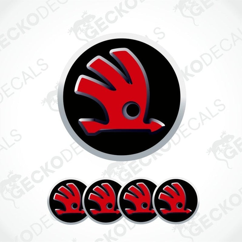 Red and black logo with a stylized bird design on a white background, featuring the brand 'Gecko Decals'.