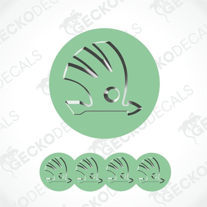 Shell design decal with a green circle on a white background